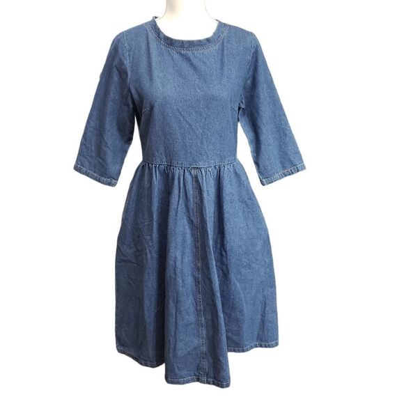Pando Grove 3/4 Sleeve Denim Dress SMALL - Picture 3 of 15